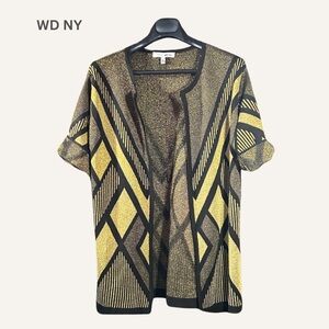 WD.NY Black and Sparkly Gold Geometric Cardigan